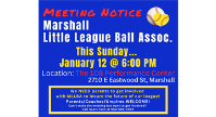 Marshall Little League Announces Meeting Date/Time